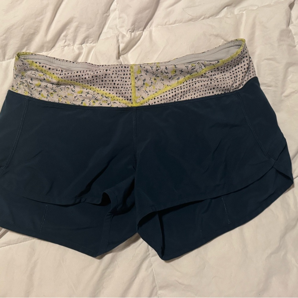 Lululemon Athletica Navy Shorts with Yellow Accents